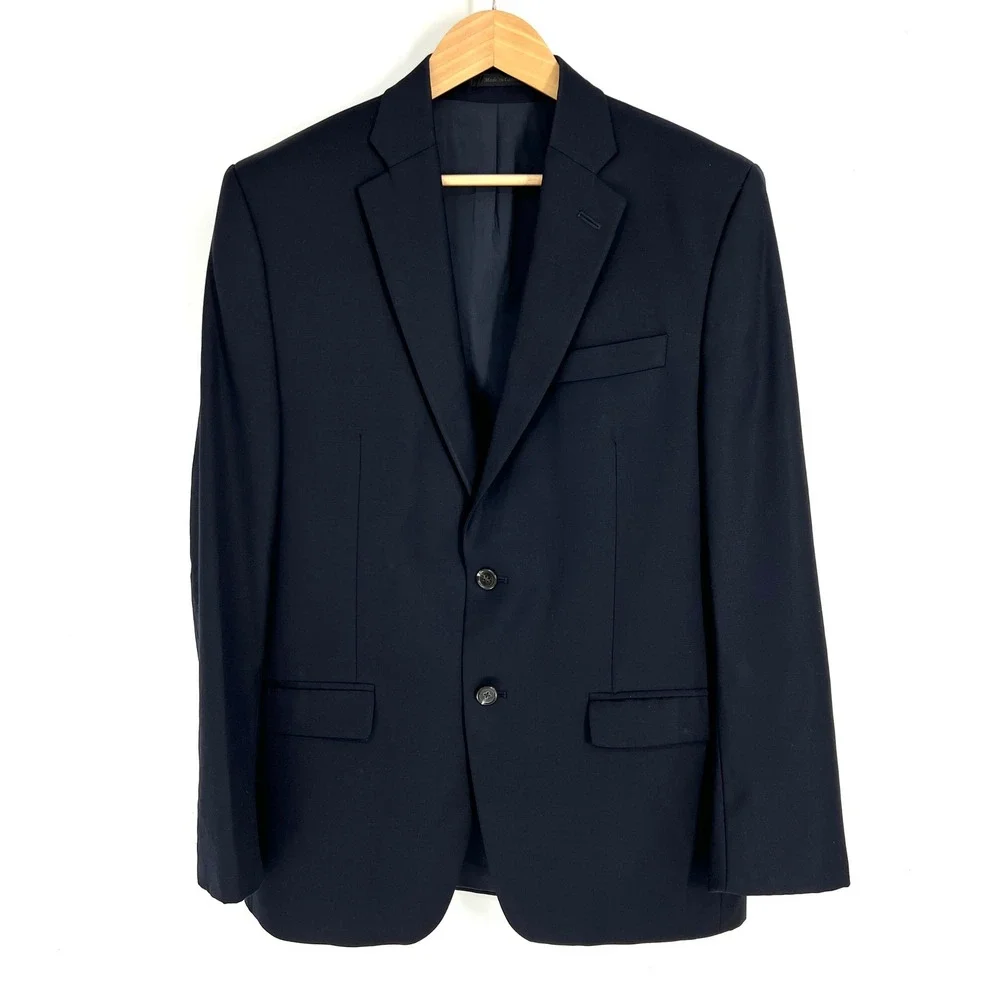 Lauren Ralph Lauren Mens 41R Navy Blue 100% Wool Blazer Sport Coat 2‎ Button